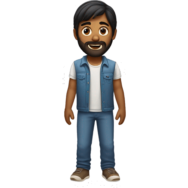 indian  boy with beard and a mullet cut emoji