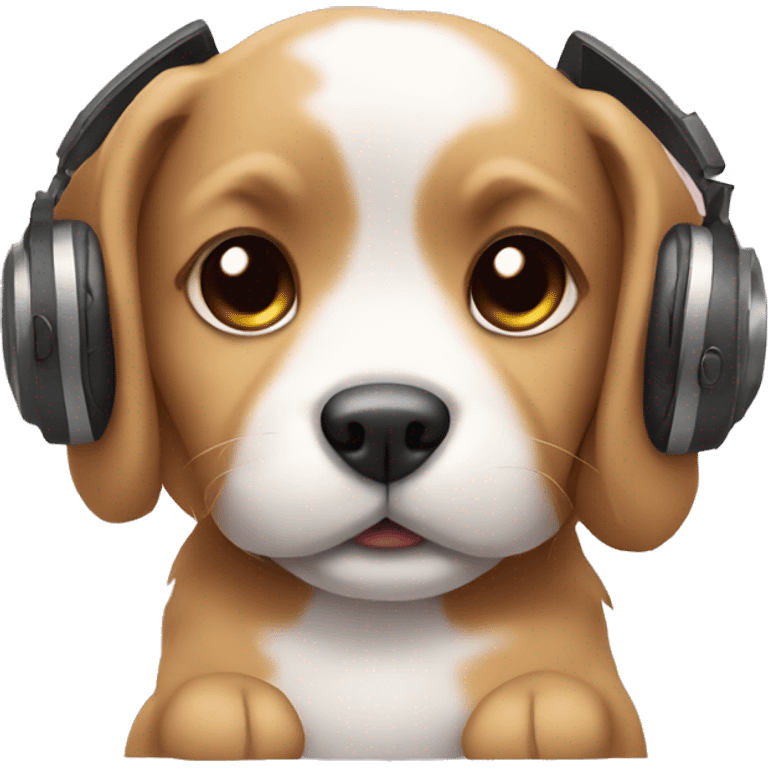 Cute puppy wearing headphones emoji