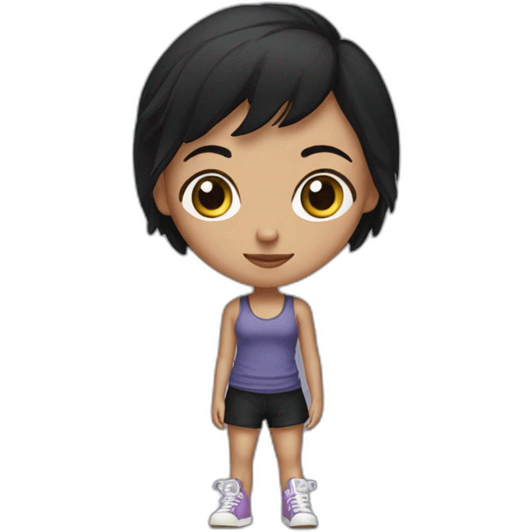 skater girl with short dark hair wearing a tank top emoji