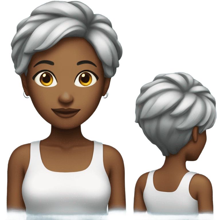 Black woman with highlights short hair emoji