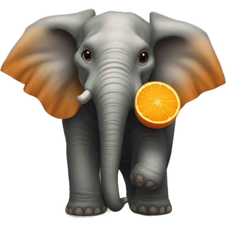 un éléphant qui mange une orange  emoji