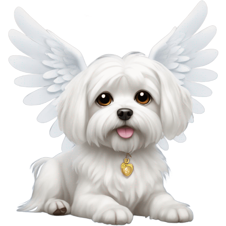 maltese dog with angel wings emoji