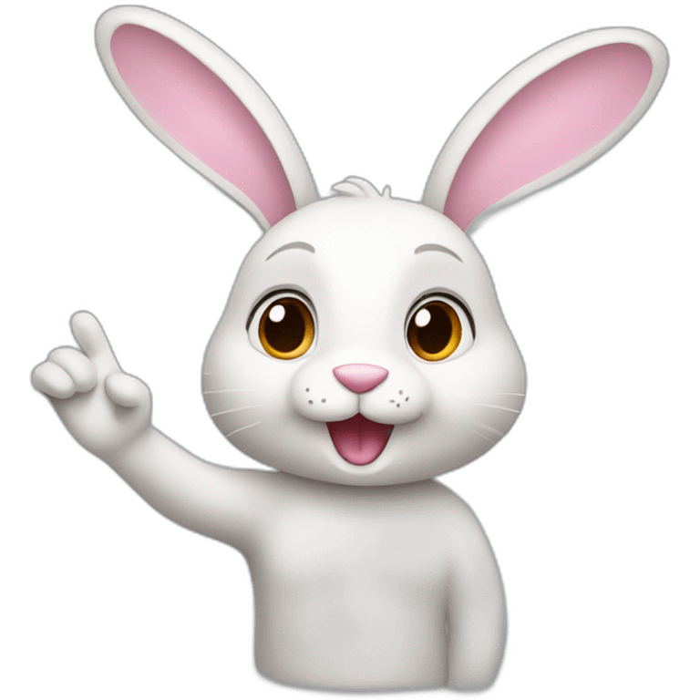 A bunny with a raised hand  emoji