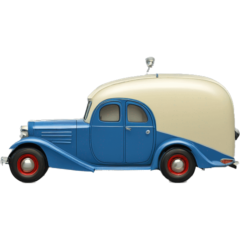 hot rod caravan,1935 with trailer, blue  emoji