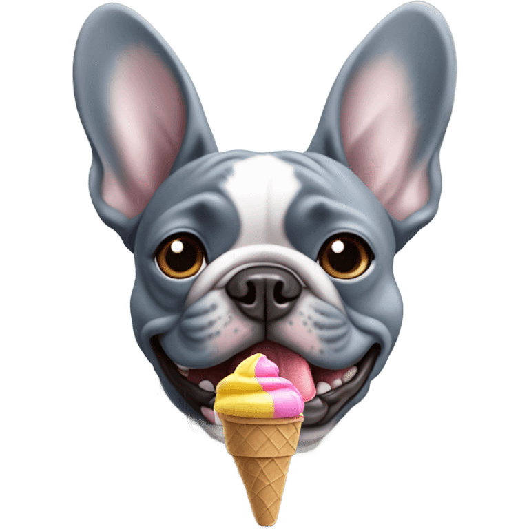 French bulldog blue and grey with ice cream cone emoji