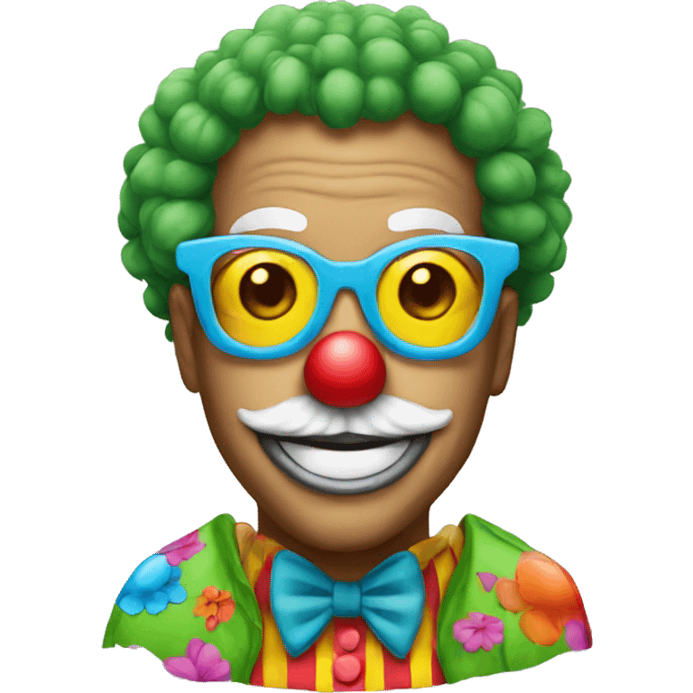 A clown with flower glasses  emoji