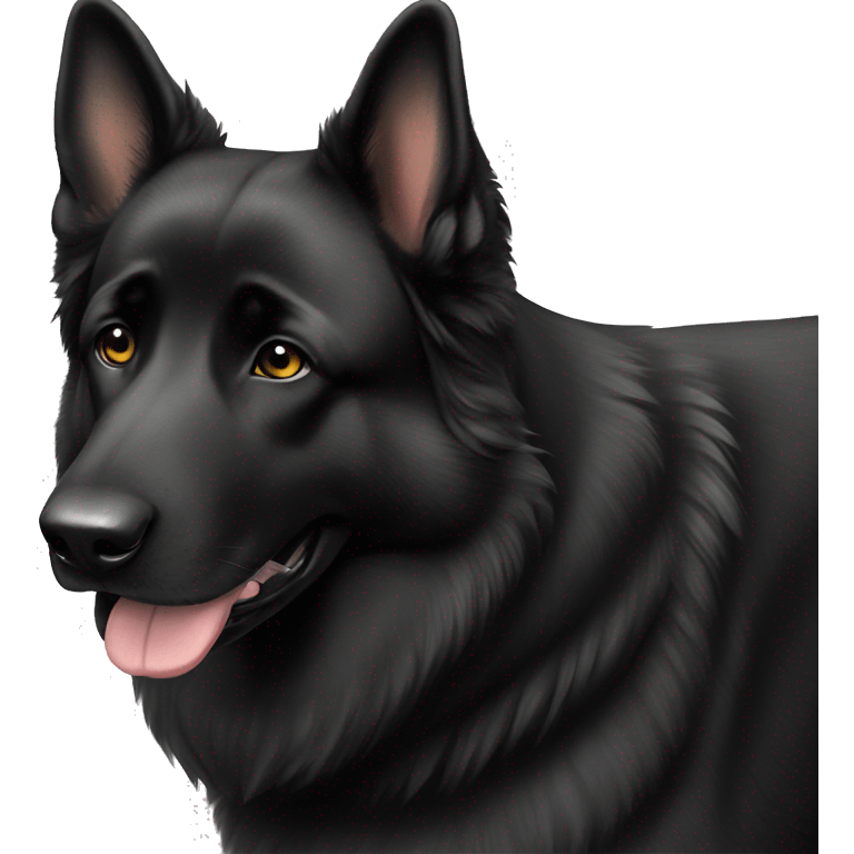 Black German shepherd dog half white face emoji