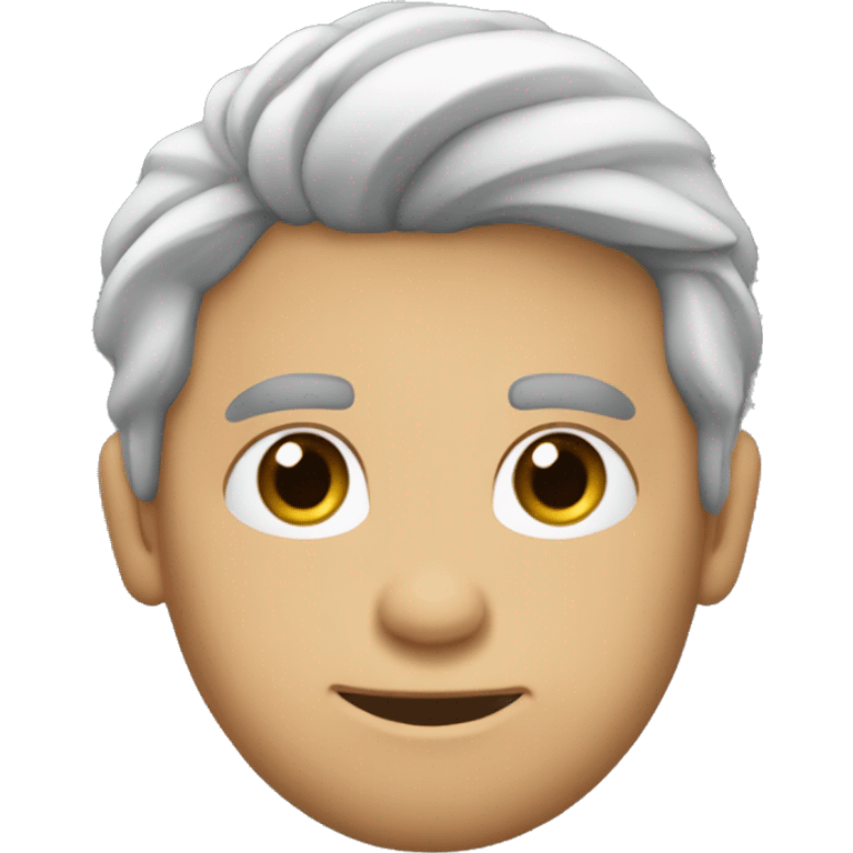 Menino moreno com cabelo baixo apontando pra si emoji