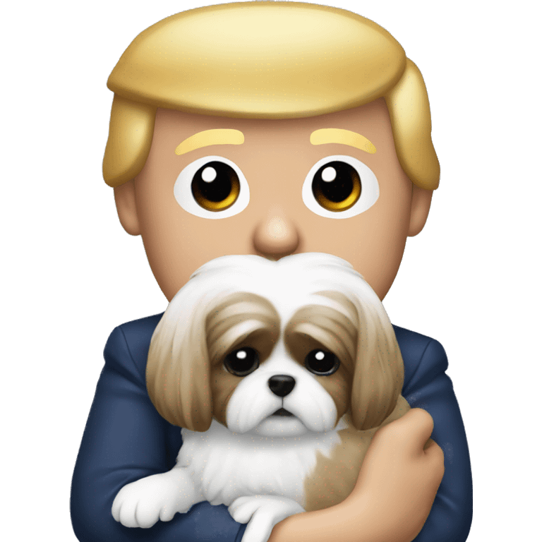 Donald trump holding a shih tzu dog in his arms emoji