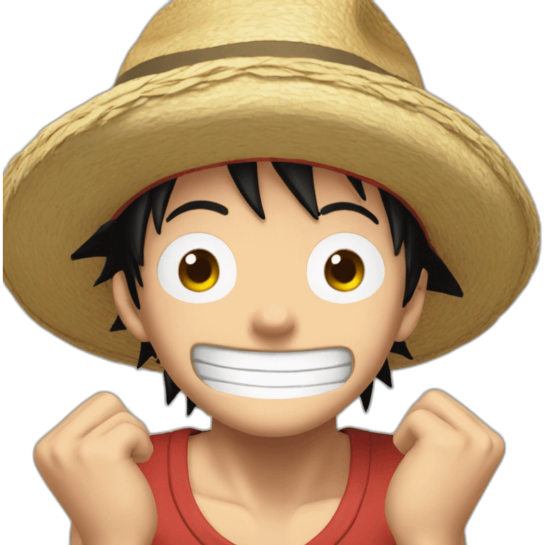 Luffy with his hands behind his head, his eyes wide open and his mouth wide open. emoji