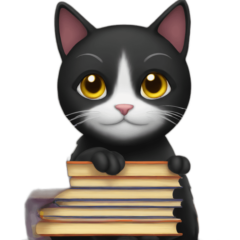 black cat and books emoji