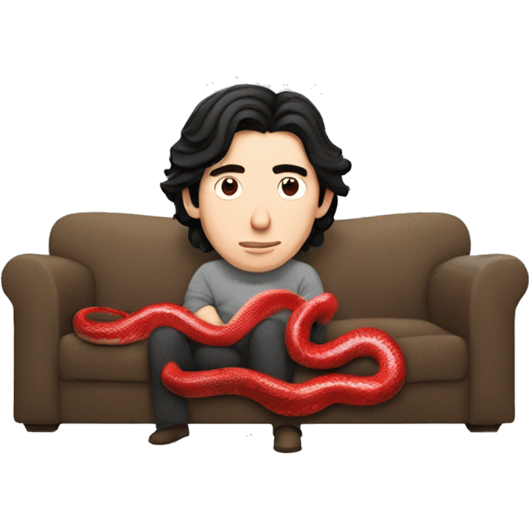 Adam driver in couch with two red snakes watching a movie  emoji