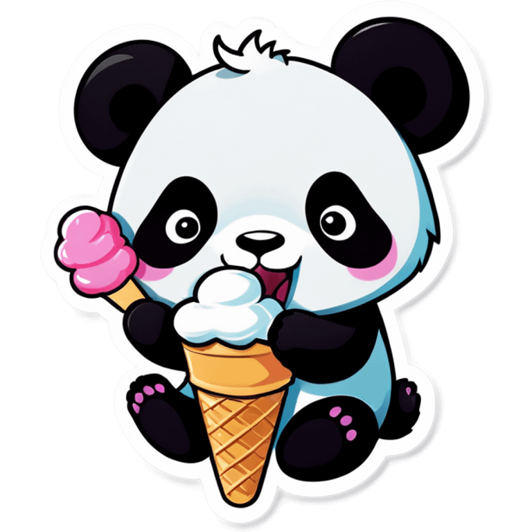 Panda eating ice cream emoji