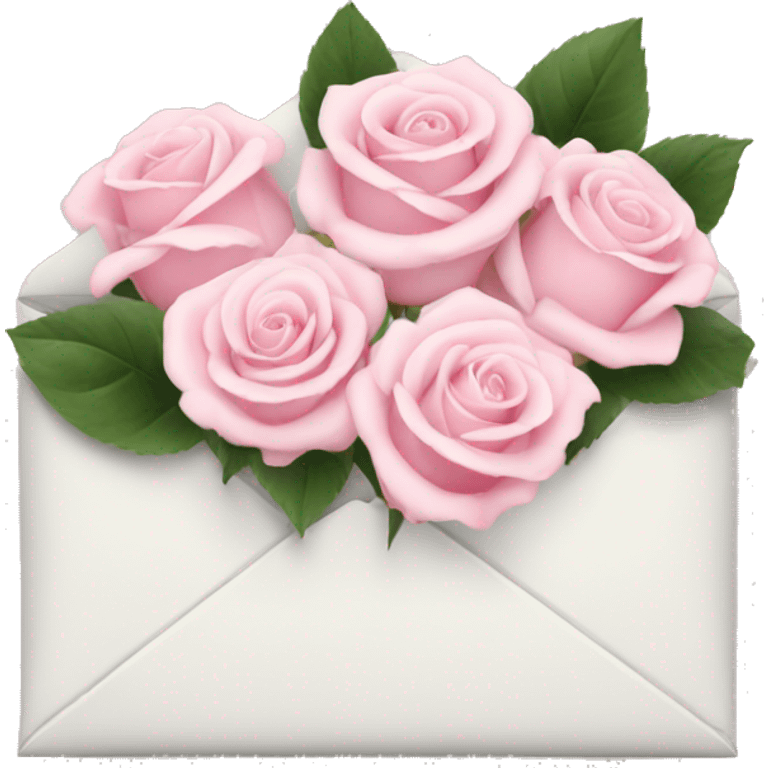 White envelope with light pink roses emoji