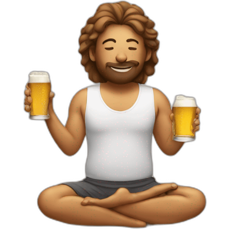 Yoga drinking à beer emoji