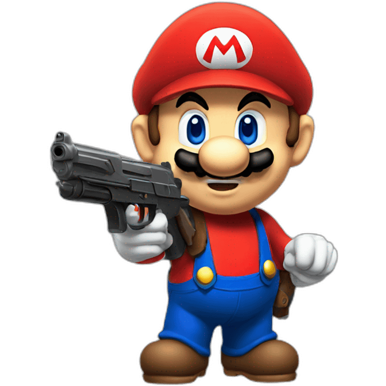 A super Mario with a gun emoji