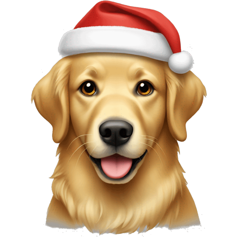 Golden retriever with Christmas hat emoji