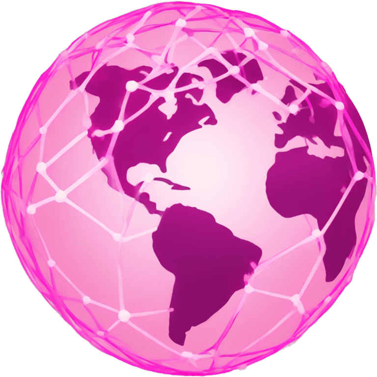 Pink and light pink connected network globe   emoji