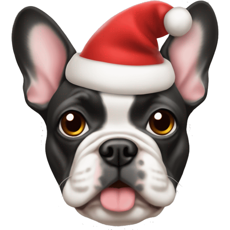 Frenchie with Santa hat emoji