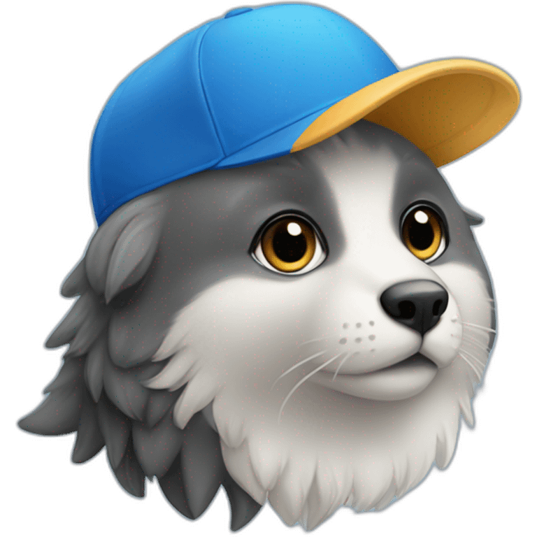 Animal mico tierno con gorra azul emoji