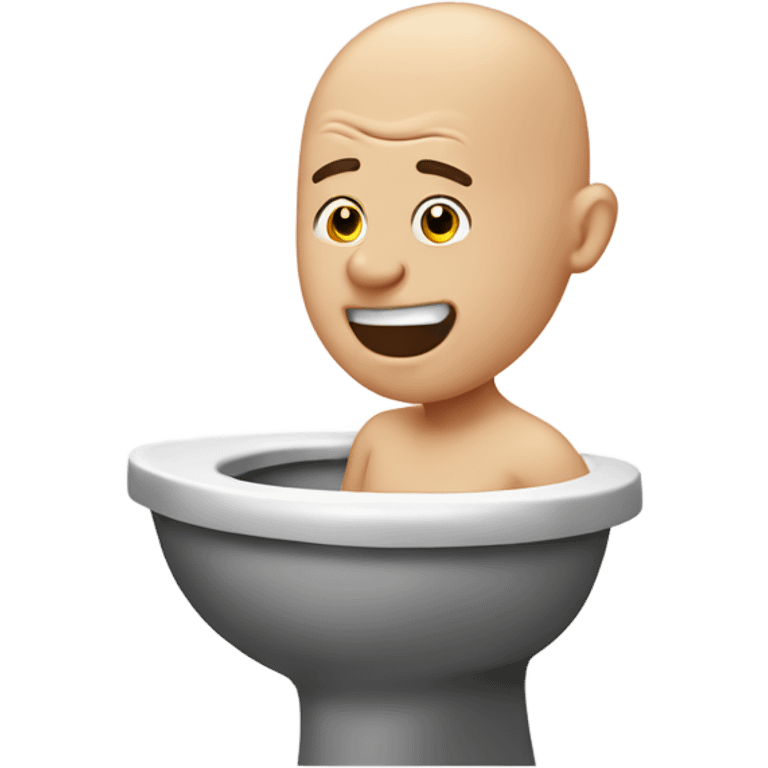 Bald head coming from the toilet ￼ emoji