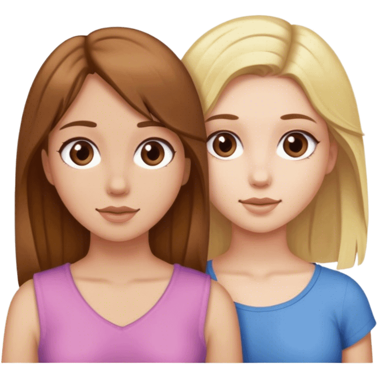 A girl with brown hair and her best friend with blonde hair emoji