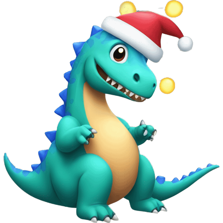 Dinosaur with Christmas lights  emoji