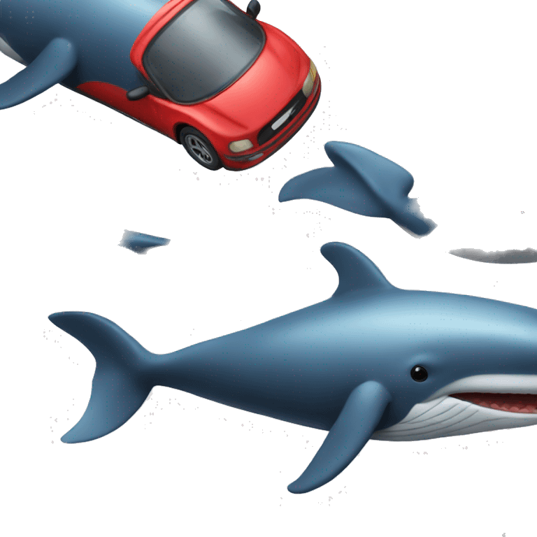 racer whale with small red car emoji