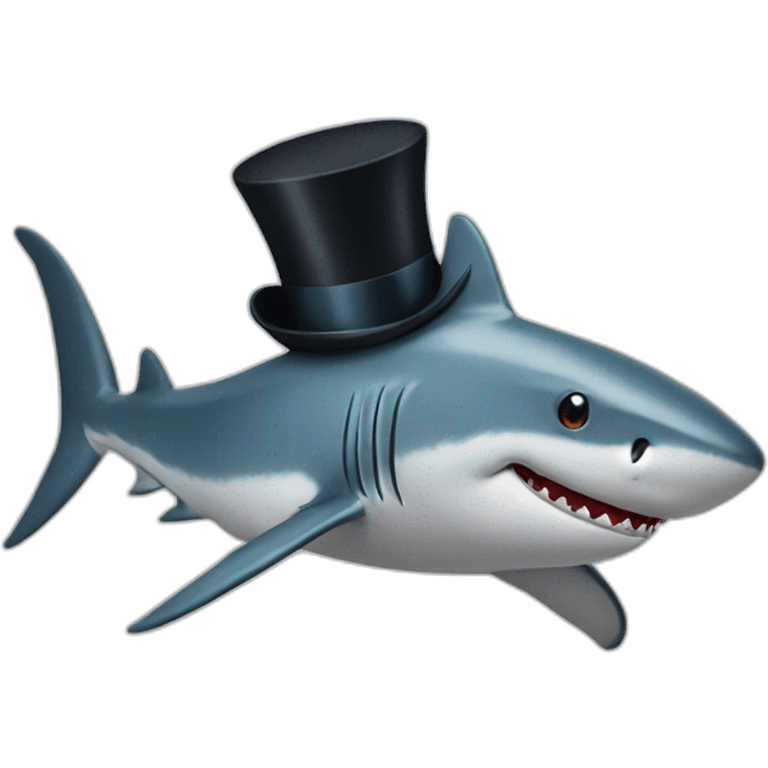 Shark with a top hat emoji