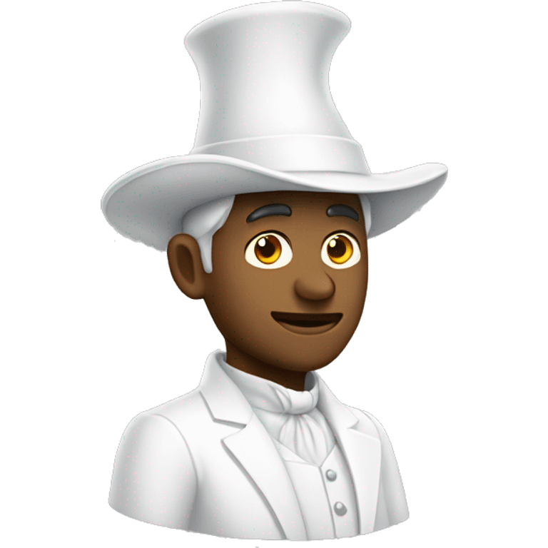 a men wearing white magicien hat side look emoji