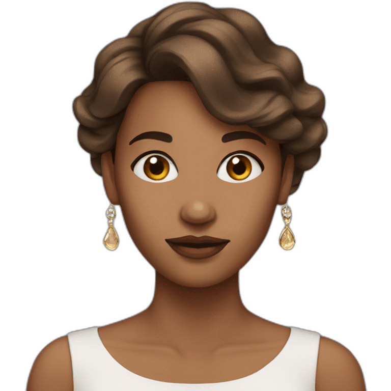 woman Brown hair with earrings emoji