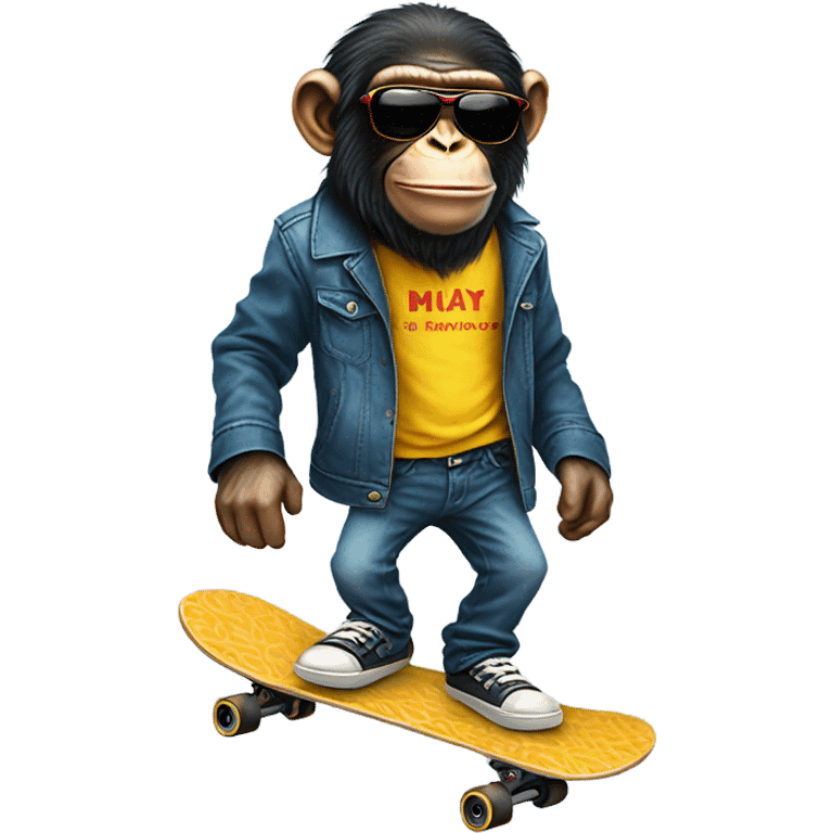 chimp on skateboard with sunglasses on emoji