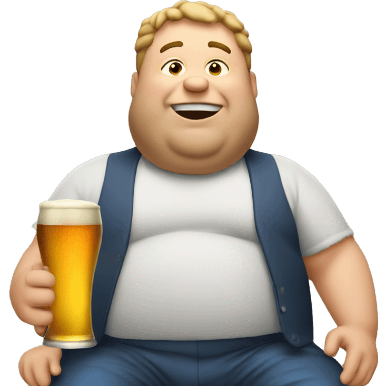 fat guy drinking beer and eating burger emoji