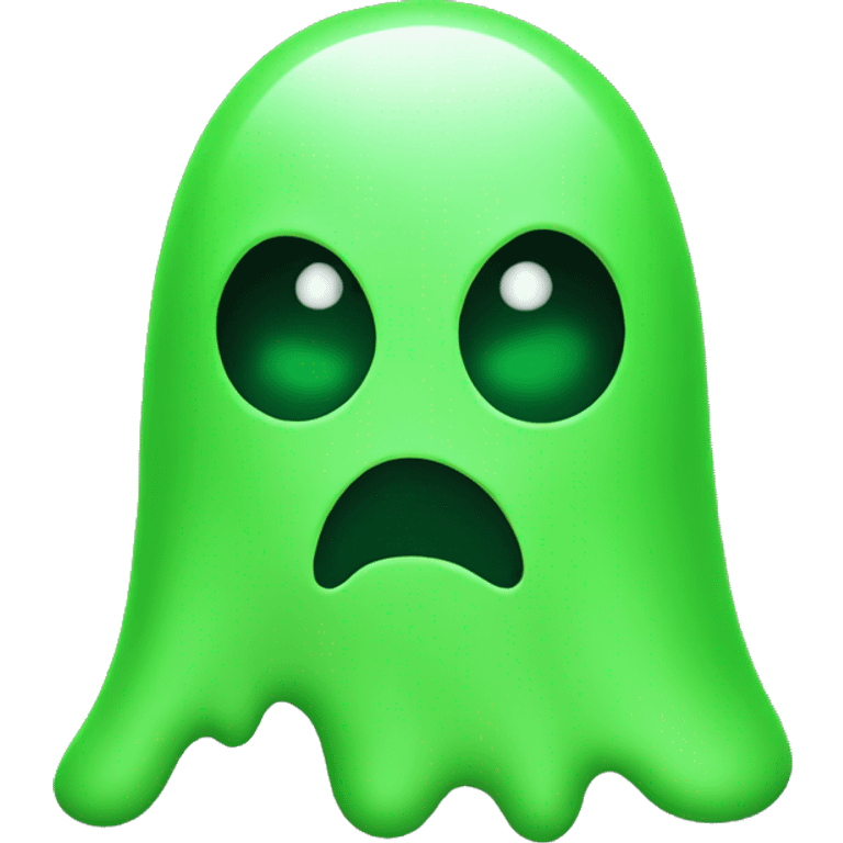 Toxic green ghost with a sad face emoji