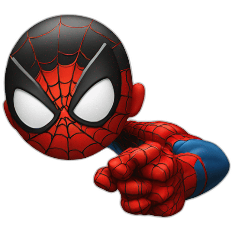 spidermen pointing finger at left side emoji