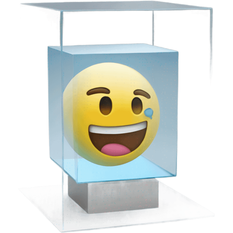 abs inside a glass cube on a stand emoji