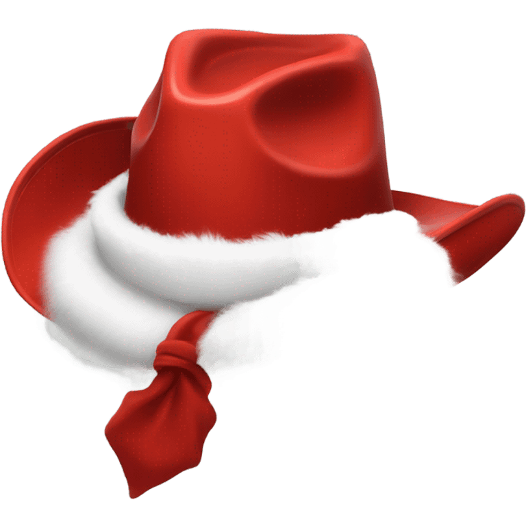 red cowboy hat that mimics the style of a Santa hat that is red with white fur trim emoji