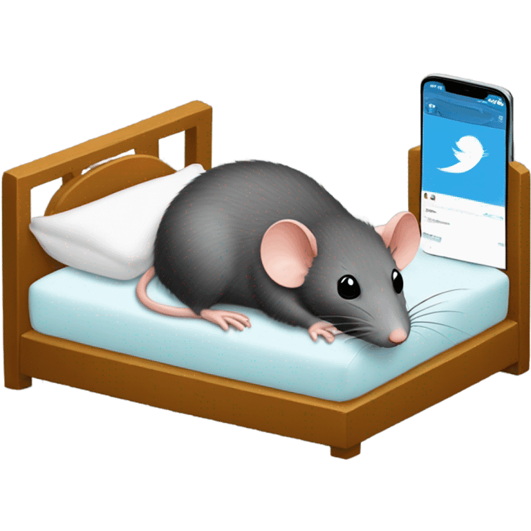 rat laying in bed scrolling on twitter emoji