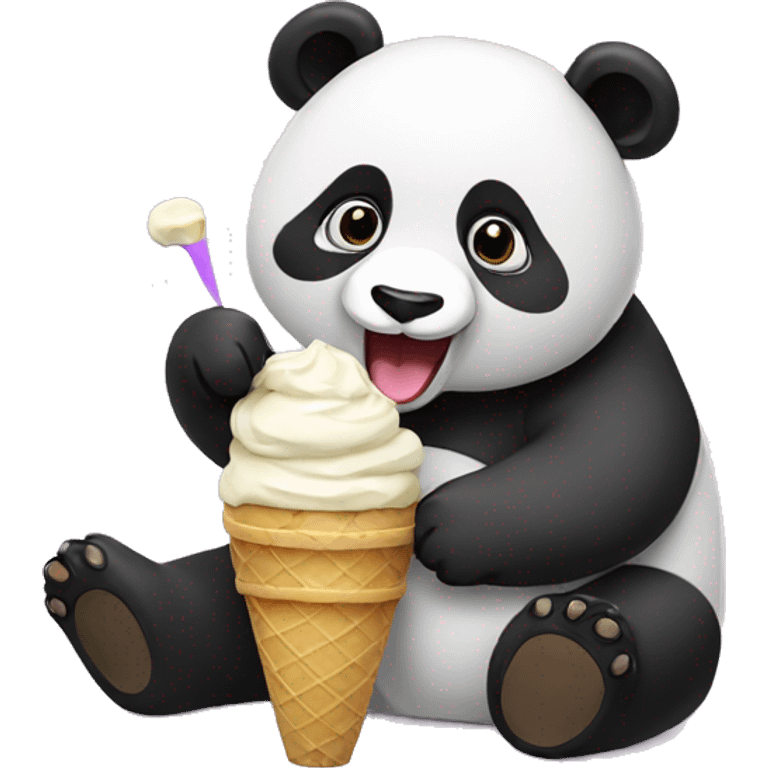 Panda eating ice cream emoji