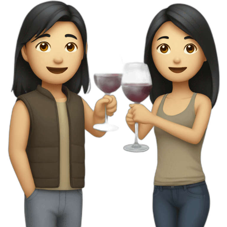 asian couple drinking wine emoji