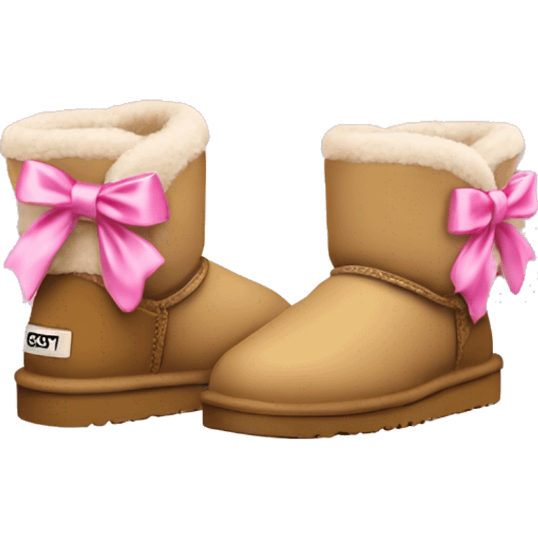 ultra mini tan uggs with pink bows emoji