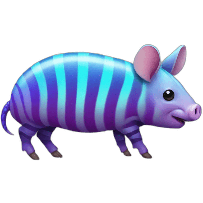 Iridescent spotted striped cyan purple gradient pig armadillo cow centipede insect with star markings star shaped spots emoji