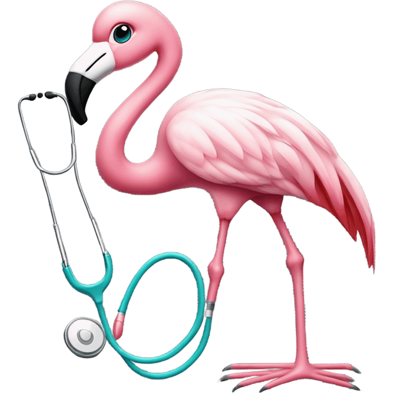 Flamingo wearing a stethoscope emoji