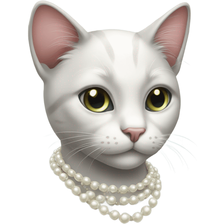 Cat wearing pearls emoji