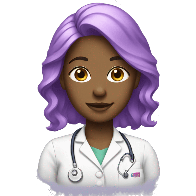 white vet tech with purple and pink hair  emoji