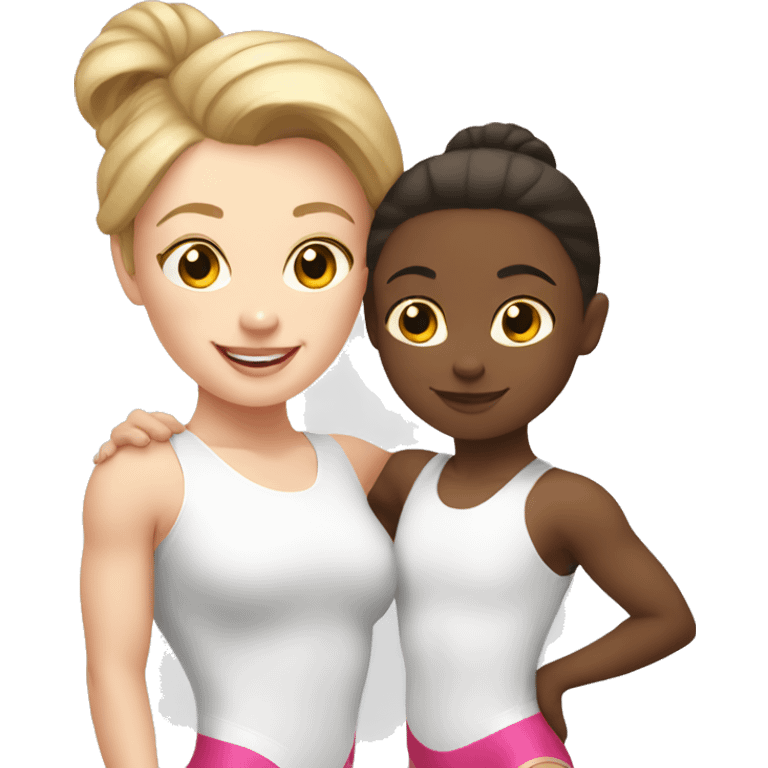 White mother and daughter gymnastics routine emoji