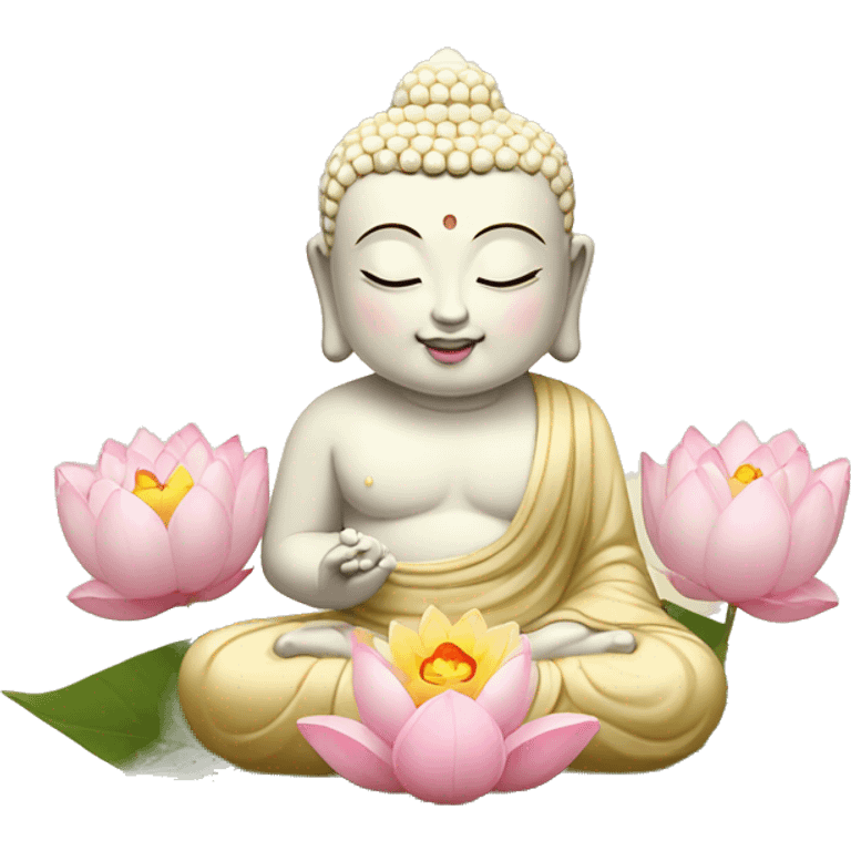 cute Buddha statue slight smile with lotus flower  emoji