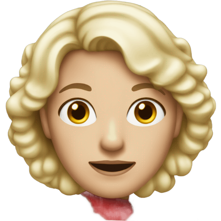 blonde middle aged woman with brown eyes dressed as santa emoji