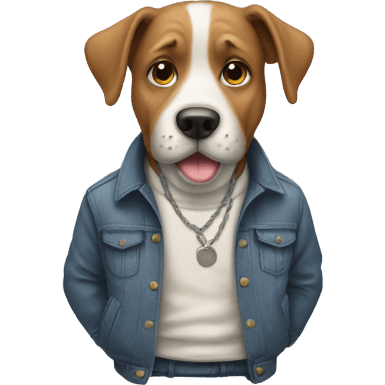 dog with informal clothes emoji