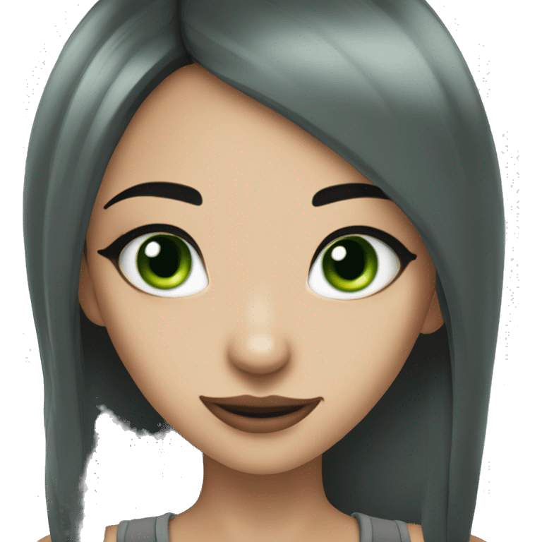 a darg green eyed girl with black hair and nose piercing  emoji